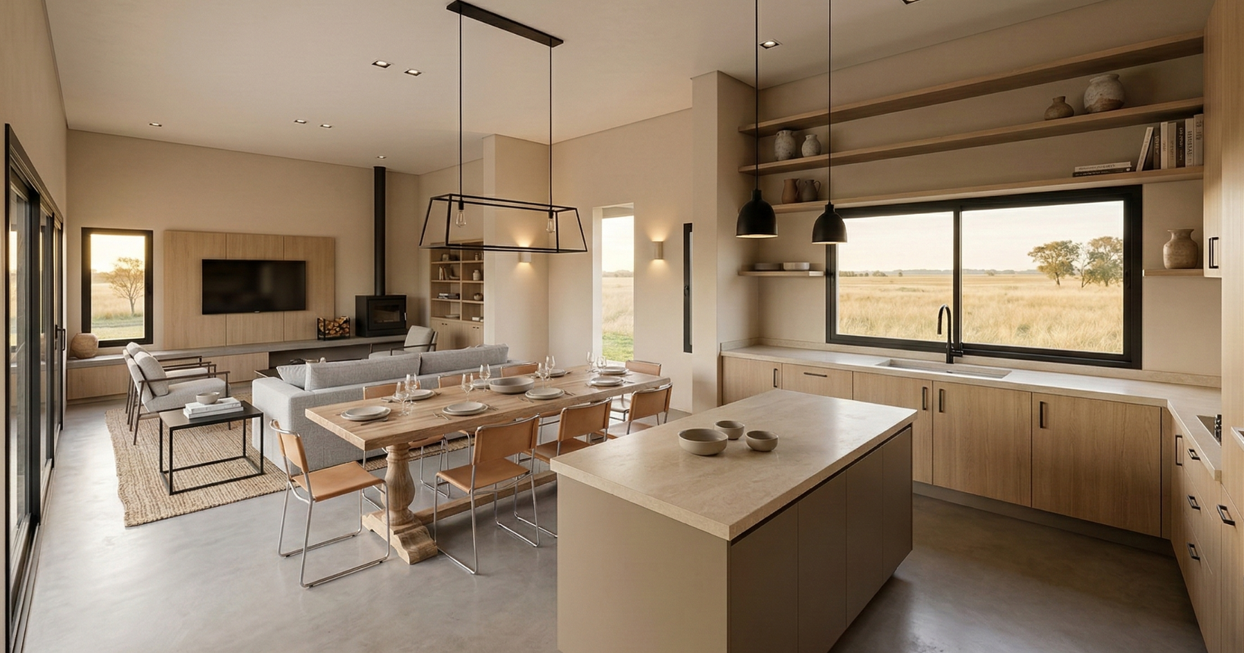 Estar, comedor y cocina